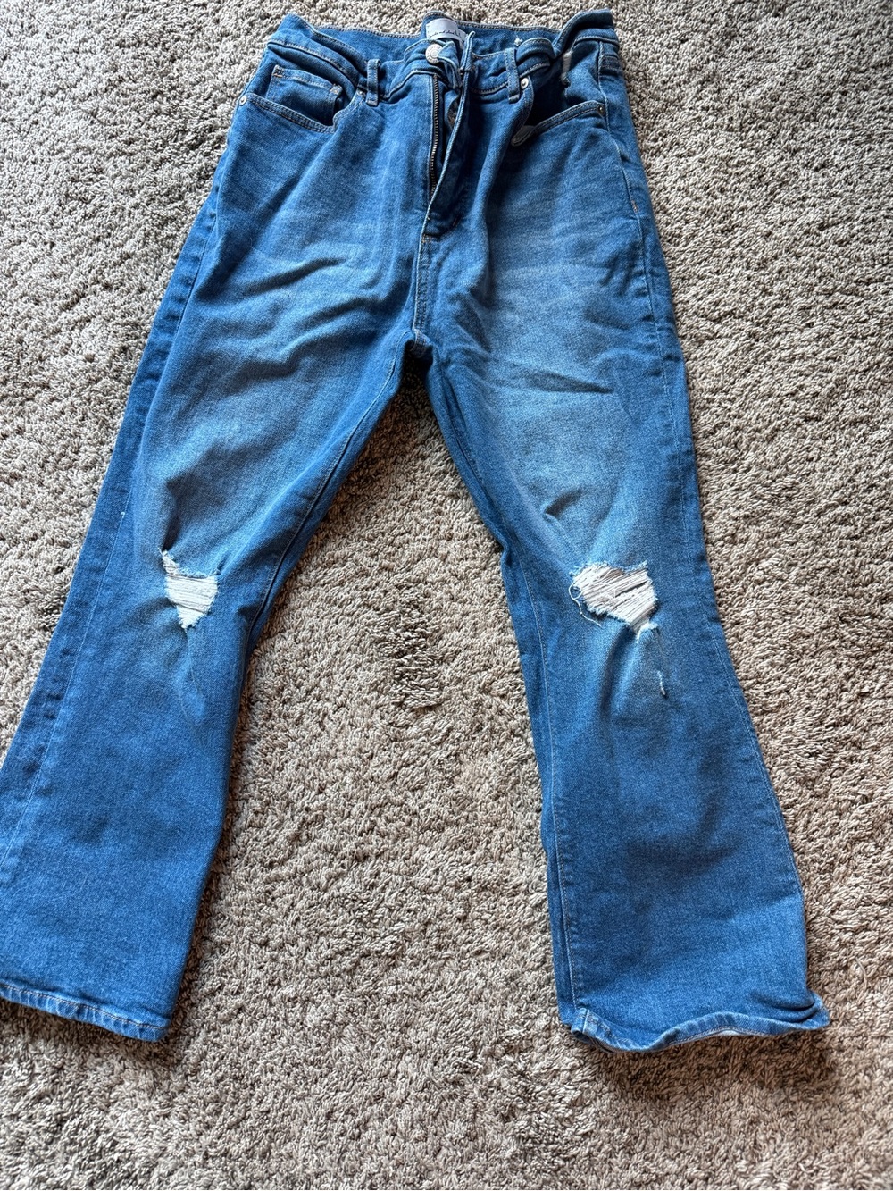 LOFT Blue Ripped Flare Jeans